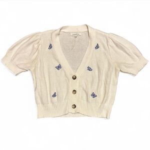 White with Butterflies Knit Cardigan